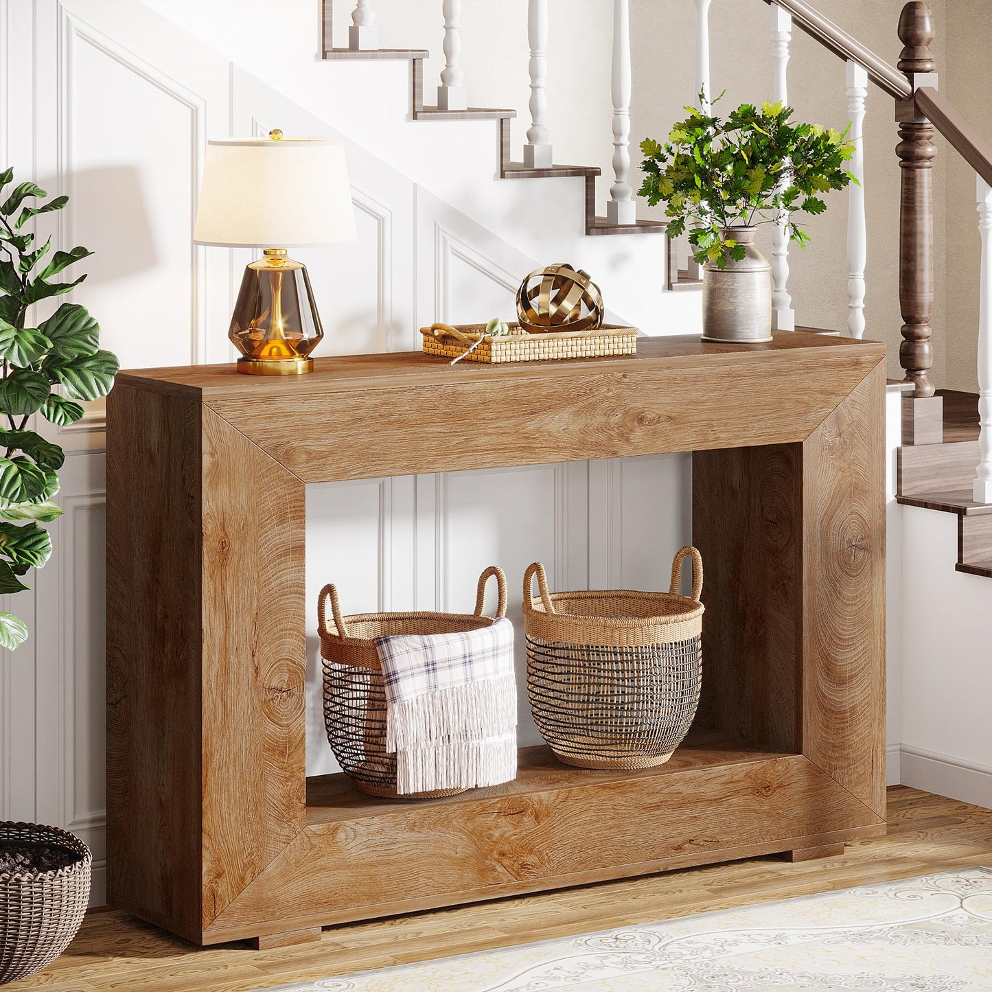 Tribesigns Farmhouse Console Table, 47 Inches Entryway Console Table with Storage, Industrial Hallway Accent Table for Living Room, Entrance