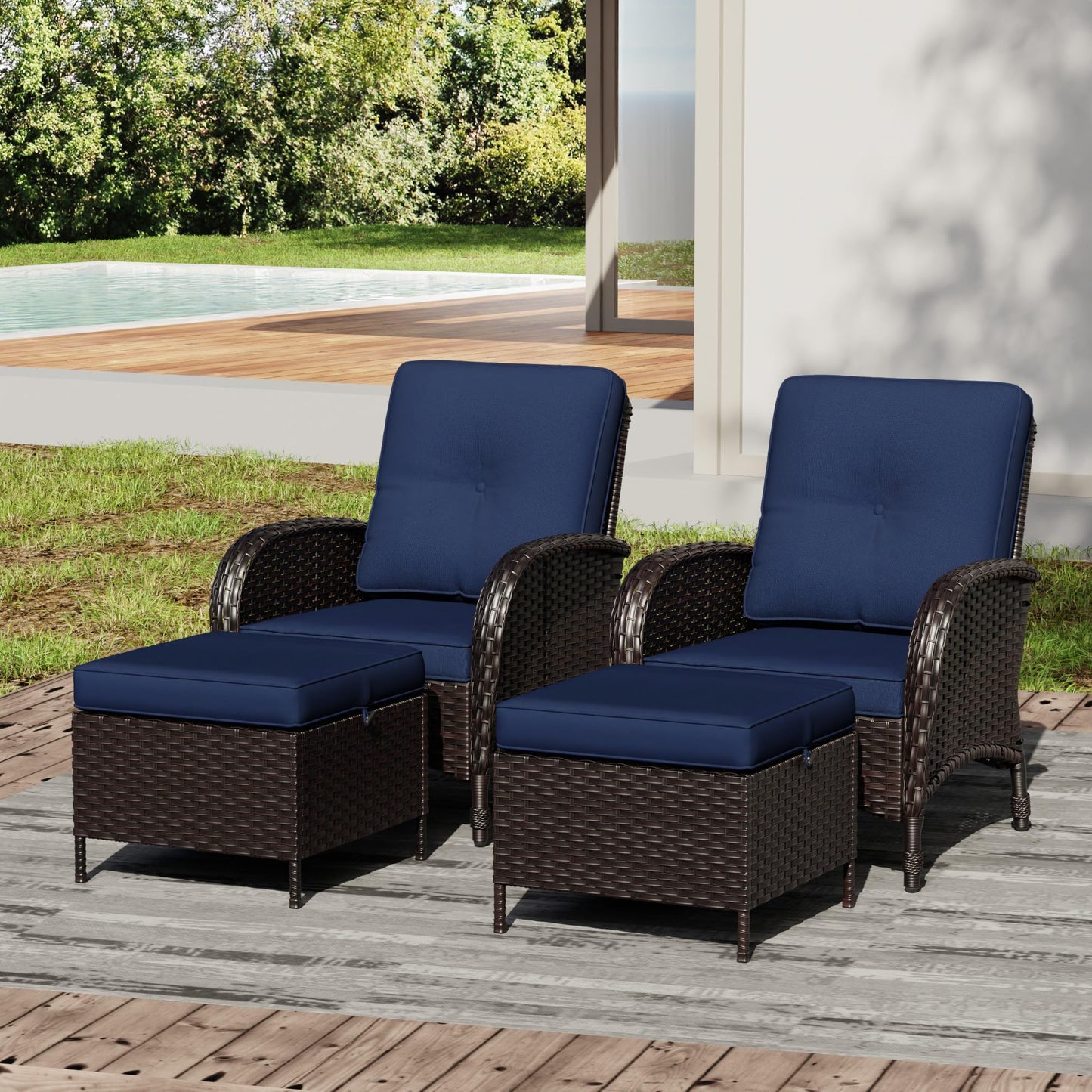 Joyside Wicker Patio Chairs Set of 2, Rattan Outdoor Furniture with Thickened Cushions, High Back, Deep Seating, Wide Armrest, Outdoor Chairs for Porch, Deck