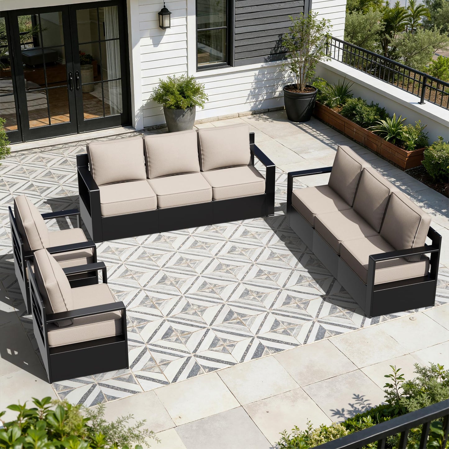 Aluminum Patio Swivel Chair - Outdoor Swivel Rocking Chair with 6" Thick Removable Cushions, All-Weather Metal Frame, Deep Setting for Garden, Poolside and Porch