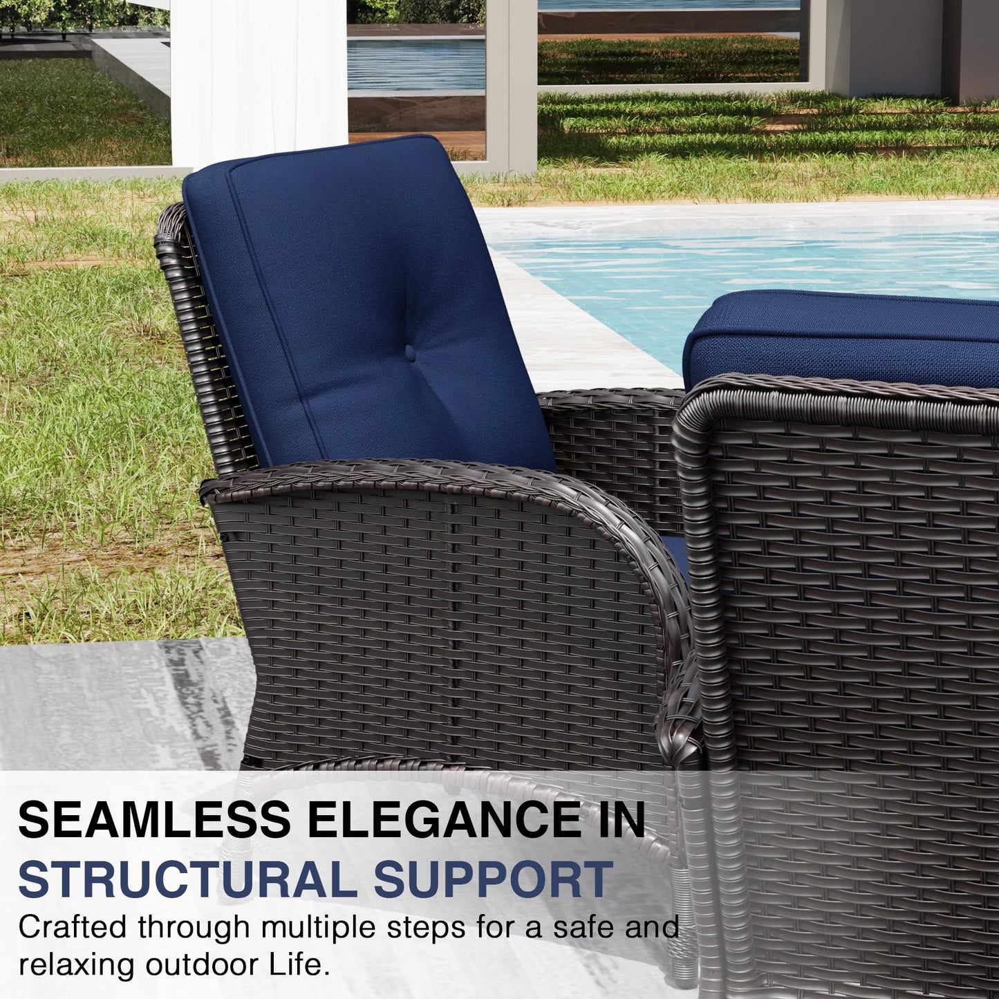 Joyside Wicker Patio Chairs Set of 2, Rattan Outdoor Furniture with Thickened Cushions, High Back, Deep Seating, Wide Armrest, Outdoor Chairs for Porch, Deck