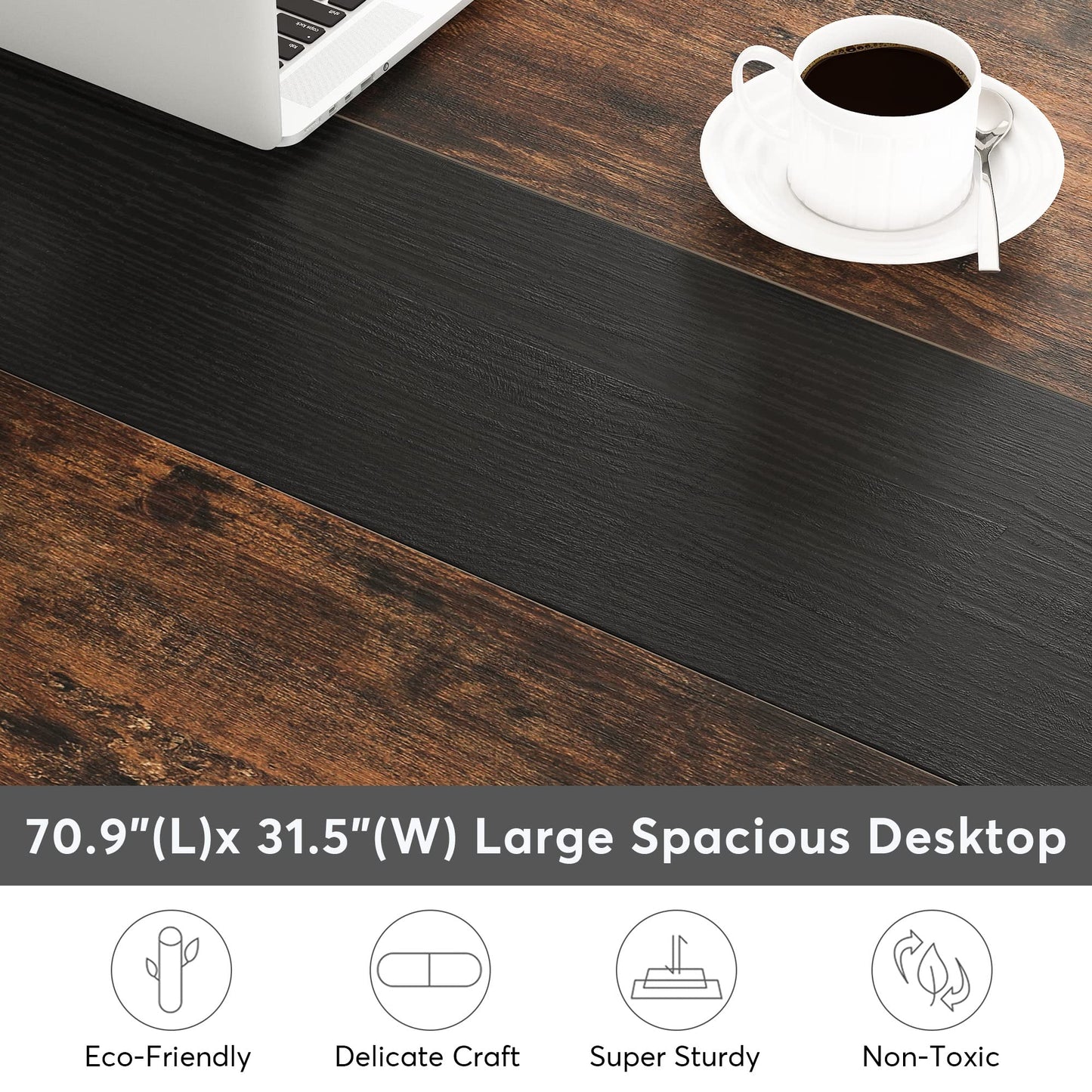 Tribesigns Modern Simple Computer Desk, 47 inch Vintage Office Desk Computer Table, Study Writing Study Desk Workstation for Home Office, Rustic Brown