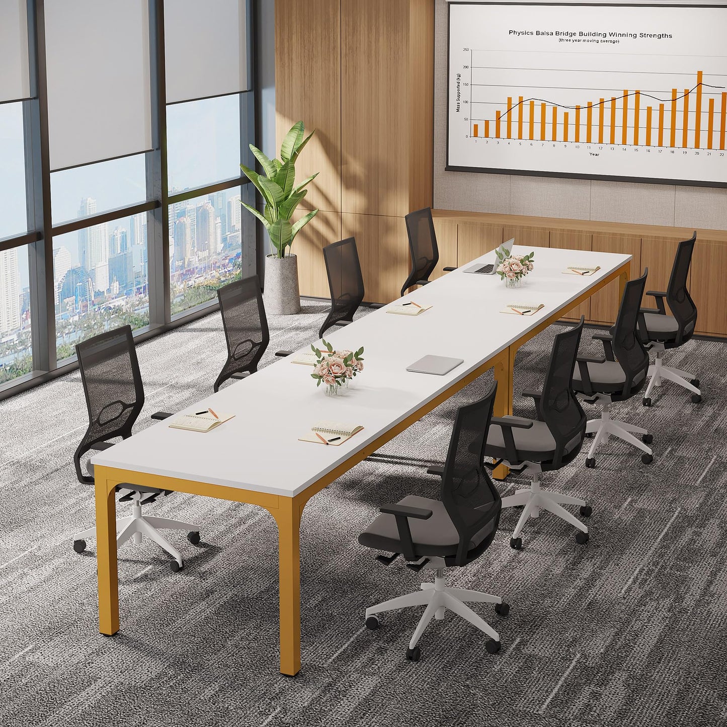 Tribesigns 6.5 FT Conference Room Table, 78.74" W x 27.56" D Large Office Conference Table, Modern Seminar Meeting Table Desk for Boardroom, Meeting Room (1, Rustic Brown)