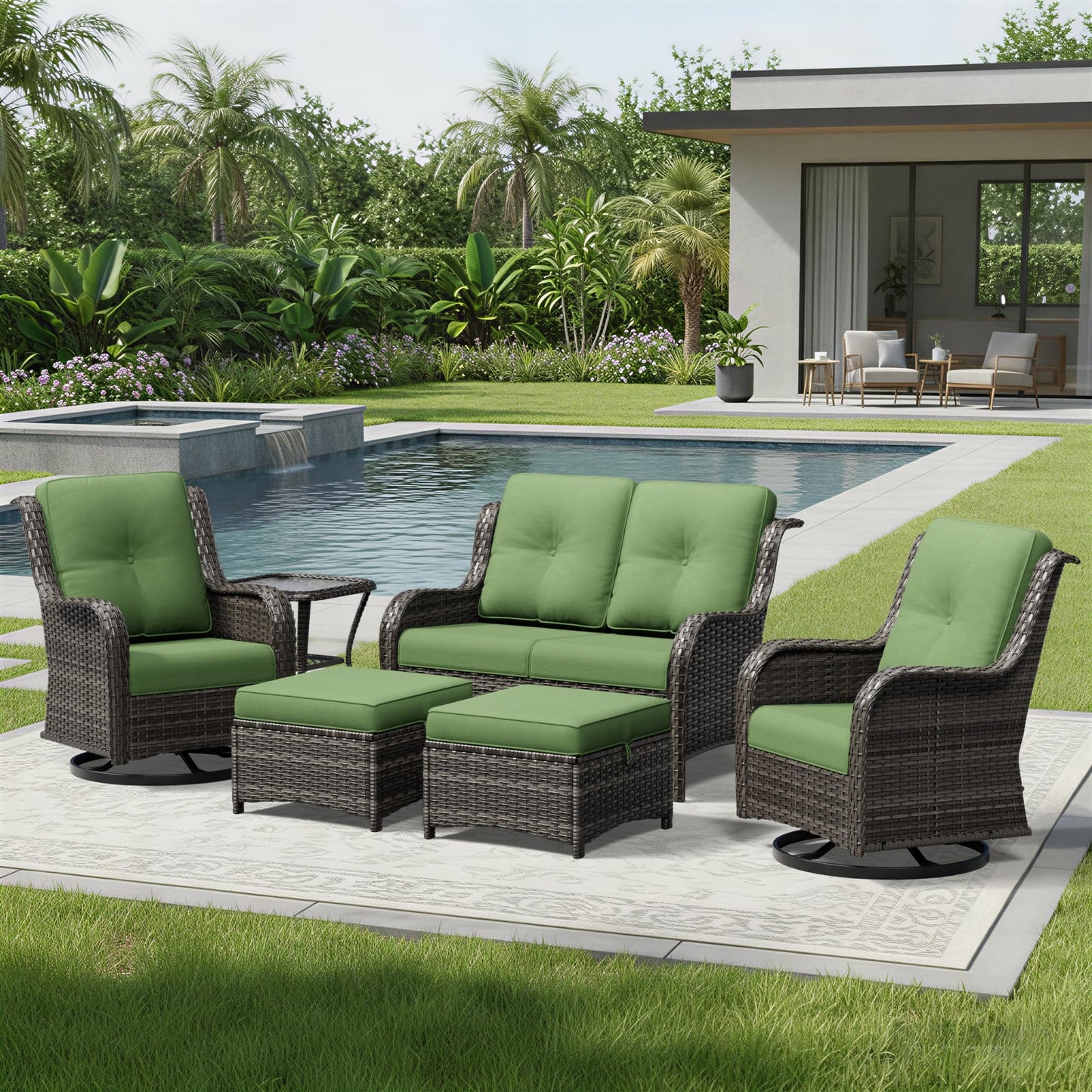 Joyside Patio Chairs Set of 2, Wicker Patio Furniture with High Back, Deep Seating, Wide Armrest, Thickened Cushions, Outdoor Rattan Furniture for Deck, Porch Use