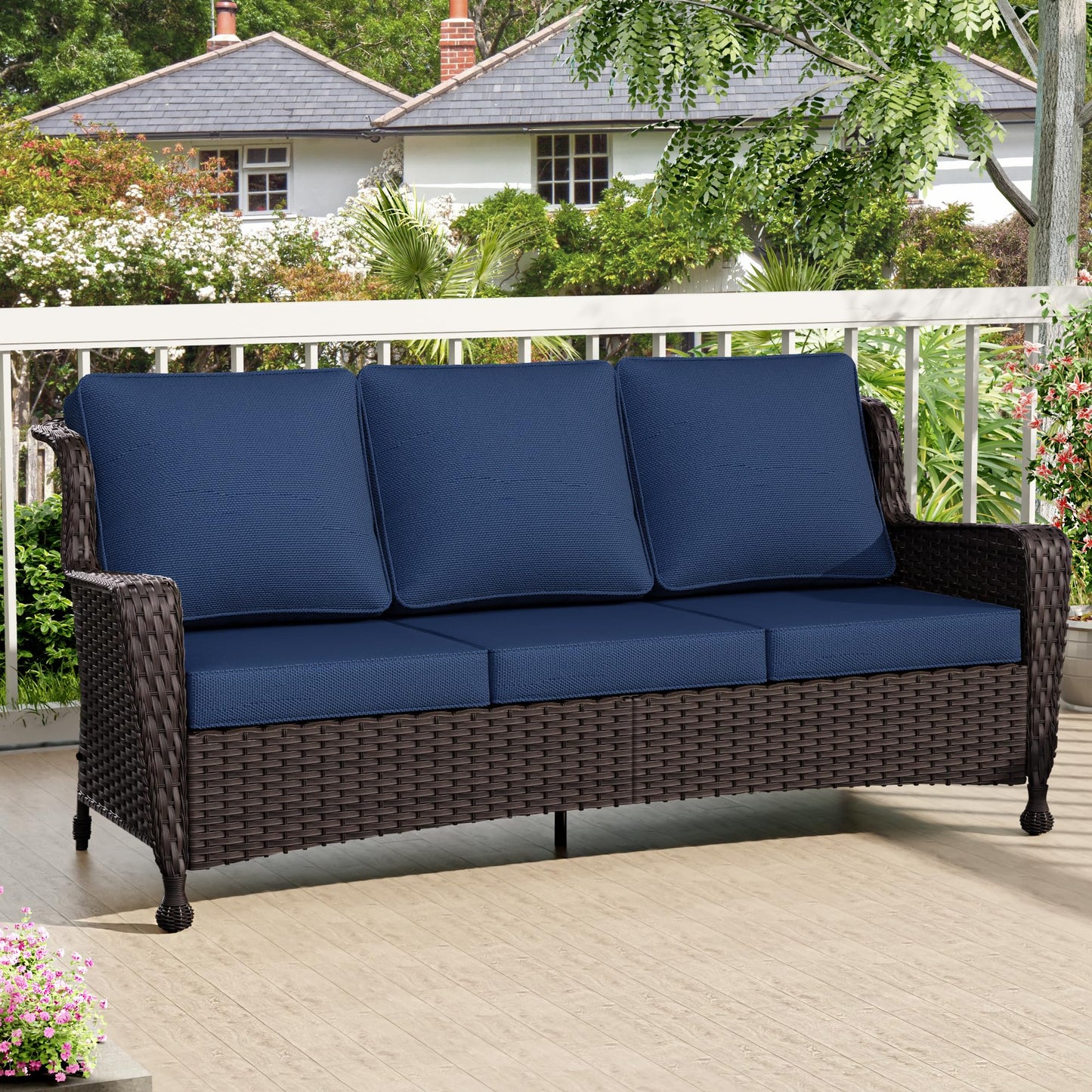 Wicker Patio Loveseat, All-Weather Rattan 2-Seat Sofa with Cushions, Outdoor Patio Furniture Set for Patio, Balcony, Backyard, Deck, Poolside