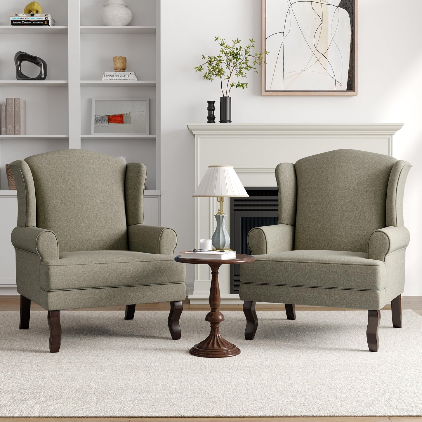 High Back Accent Chair, Comfy Upholstered Fabric Armchair for Living Room, Mid Century Modern Club Accent Chair with Curved Armrests and Solid Legs, Single Sofa Reading Chair for Bedroom, Cranberry