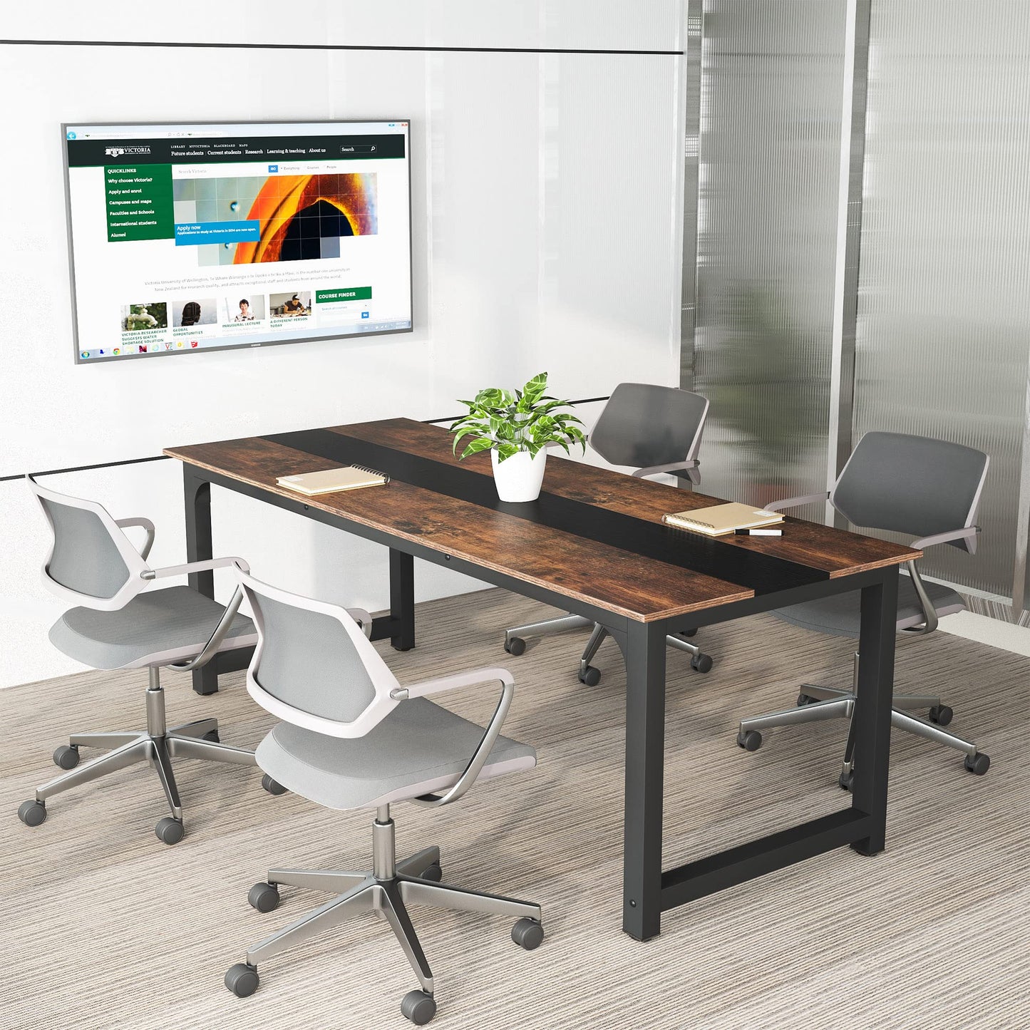 Tribesigns Modern Simple Computer Desk, 47 inch Vintage Office Desk Computer Table, Study Writing Study Desk Workstation for Home Office, Rustic Brown