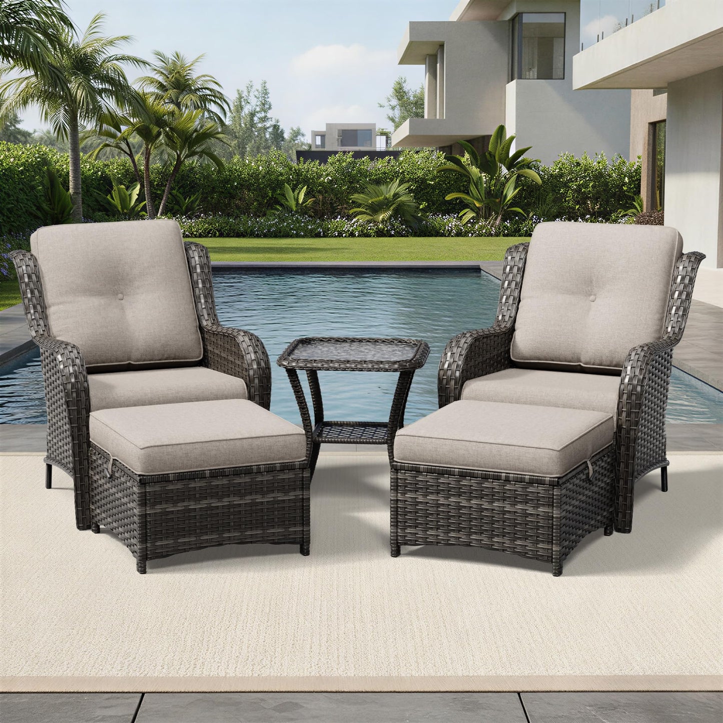 Joyside Patio Chairs Set of 2, Wicker Patio Furniture with High Back, Deep Seating, Wide Armrest, Thickened Cushions, Outdoor Rattan Furniture for Deck, Porch Use