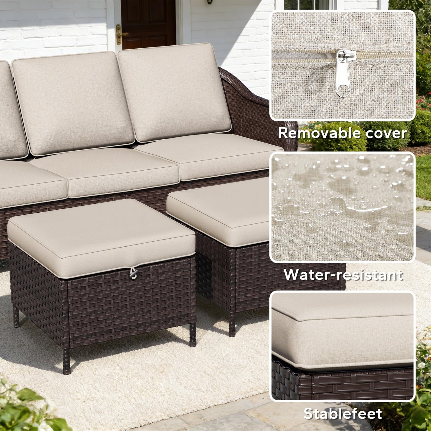 55 inch Outdoor Wicker 2 Seater Sofa, All-Weather Use Patio Rattan Loveseat with Seat and Back Cushion, Ideal for Porch, Backyard, Balcony, Poolside, Blue