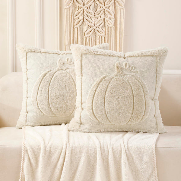 VAKADO Fall Thanksgiving Throw Pillow Covers 18x18 Set of 2 Outdoor Decoration Pumpkin Couch Orange Decorative Home Decor for Bed Sofa Bedroom Office