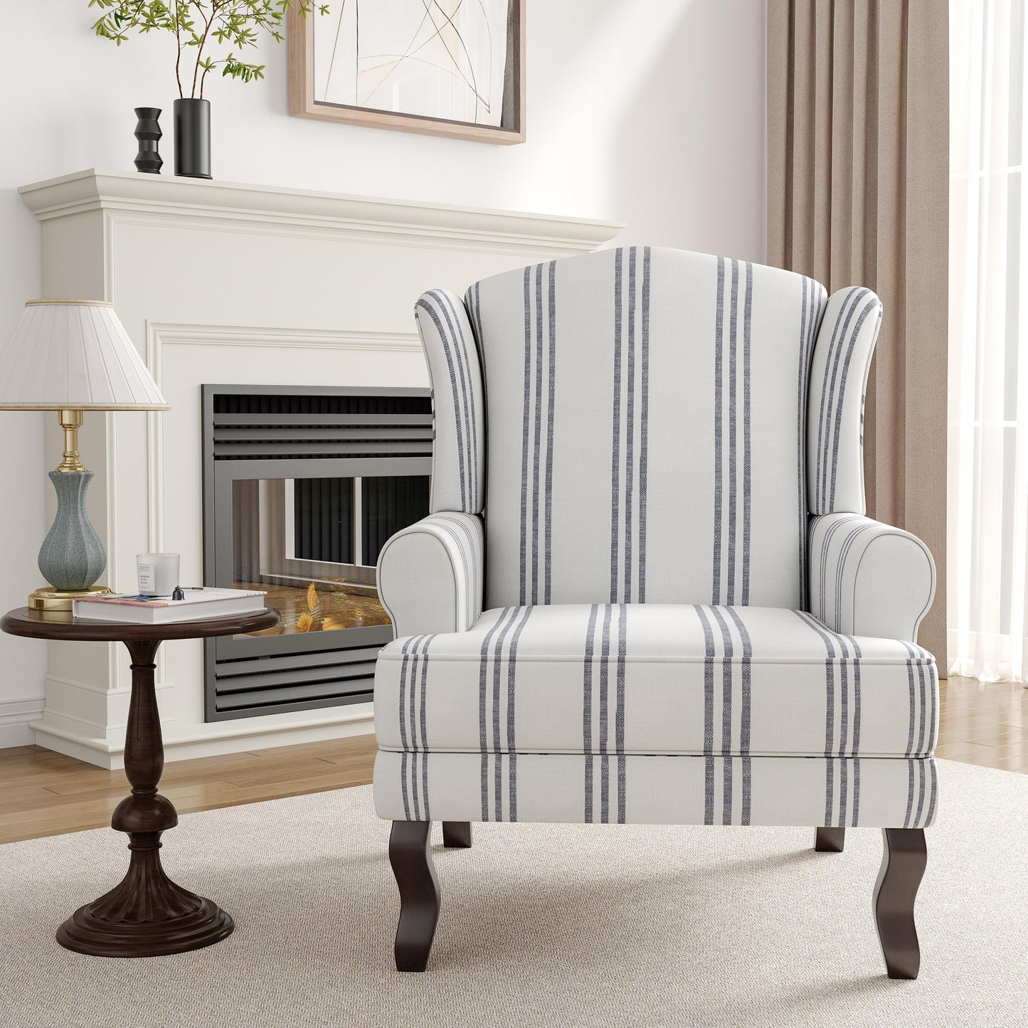 High Back Accent Chair, Comfy Upholstered Fabric Armchair for Living Room, Mid Century Modern Club Accent Chair with Curved Armrests and Solid Legs, Single Sofa Reading Chair for Bedroom, Cranberry