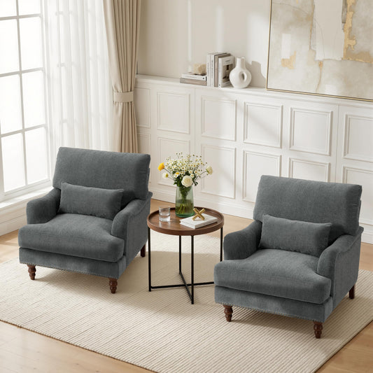 Accent Chair for Living Room, Upholstered Armchair with Nailhead Trim & Solid Wood Legs, Mid Century Modern Club Chair for Bedroom/Reading Room, Rococo Green