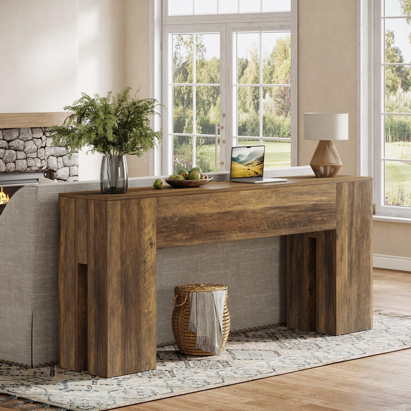 Tribesigns 71-Inch Long Console Table for Entryway, Farmhouse Sofa Console Behind Couch, Entry Table for Hallway, Foyer, Living Room, Black