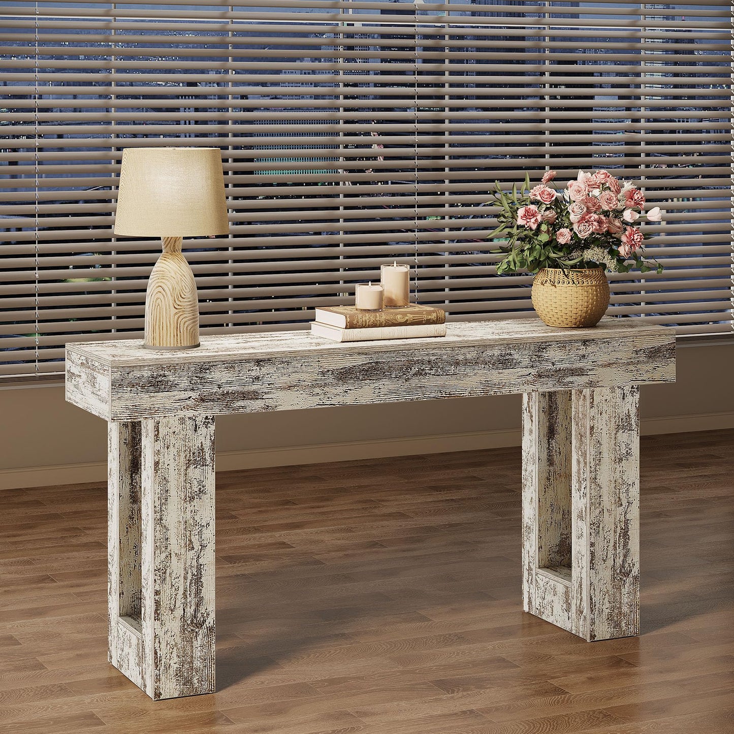 Tribesigns 63-Inch Long Console Table, Wooden Rectangular Sofa Table Behind The Couch, Farmhouse Entryway Table for Entrance, Hallway, Living Room (Natural)