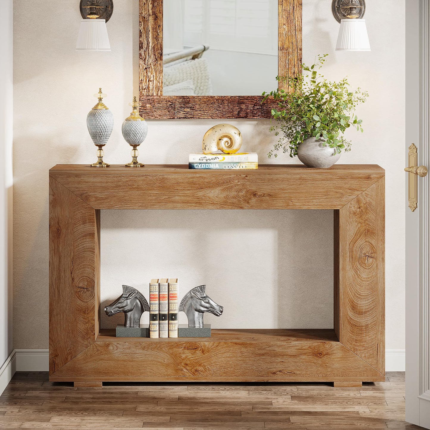 Tribesigns Farmhouse Console Table, 47 Inches Entryway Console Table with Storage, Industrial Hallway Accent Table for Living Room, Entrance