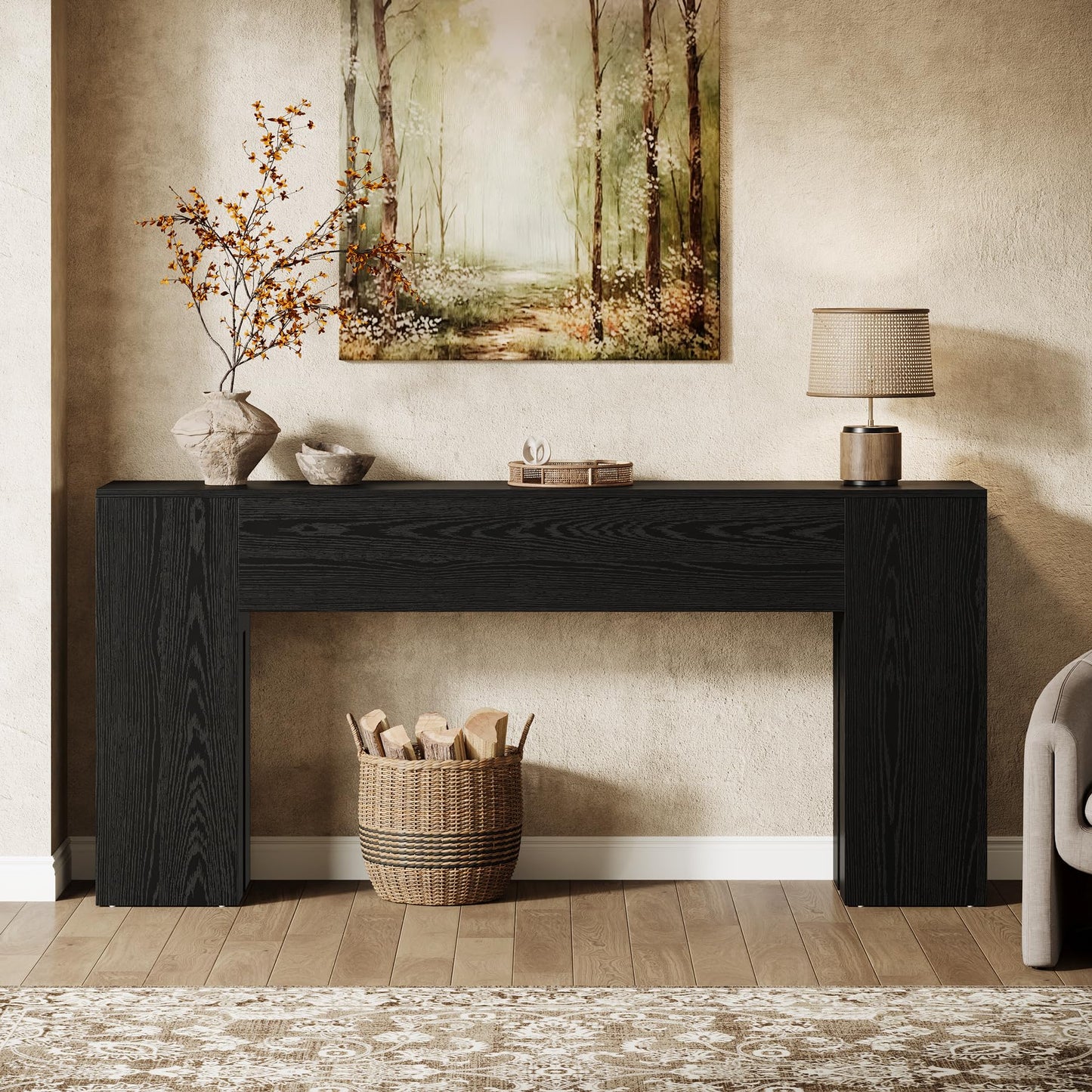 Tribesigns 71-Inch Long Console Table for Entryway, Farmhouse Sofa Console Behind Couch, Entry Table for Hallway, Foyer, Living Room, Black