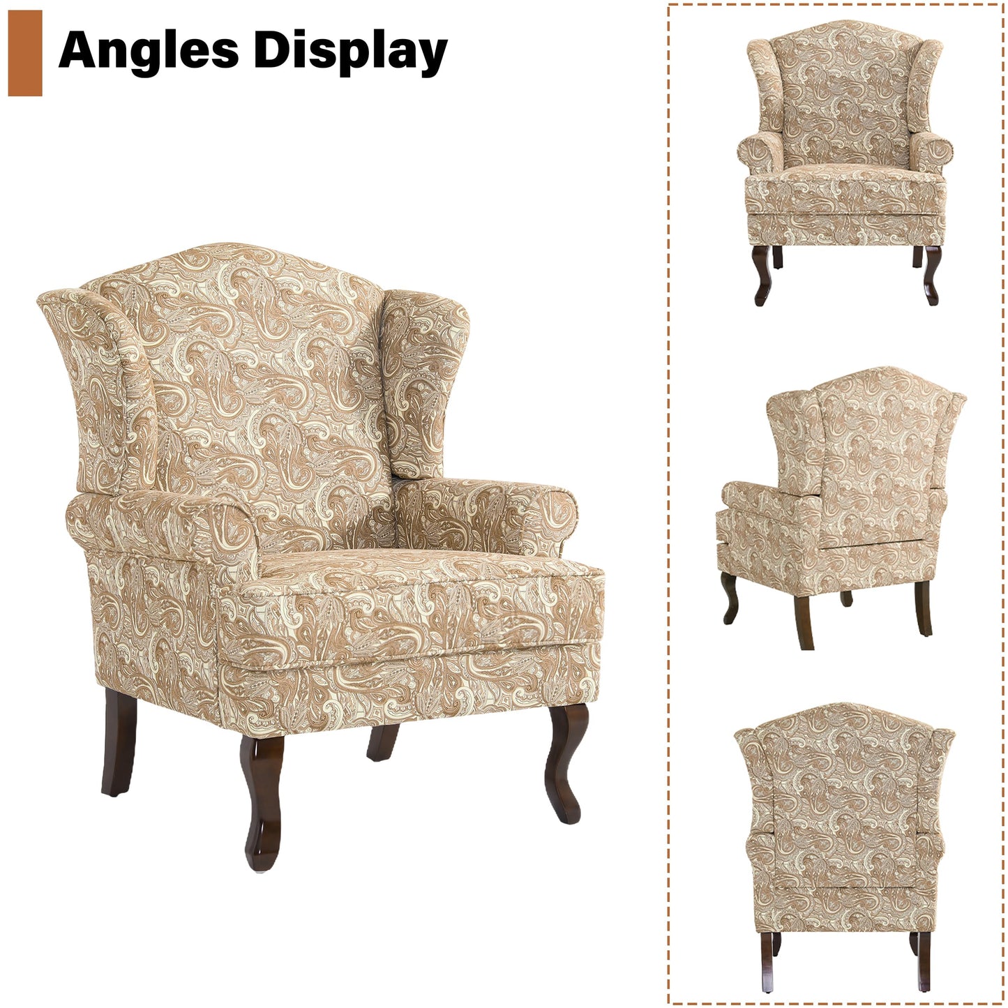 High Back Accent Chair, Comfy Upholstered Fabric Armchair for Living Room, Mid Century Modern Club Accent Chair with Curved Armrests and Solid Legs, Single Sofa Reading Chair for Bedroom, Cranberry