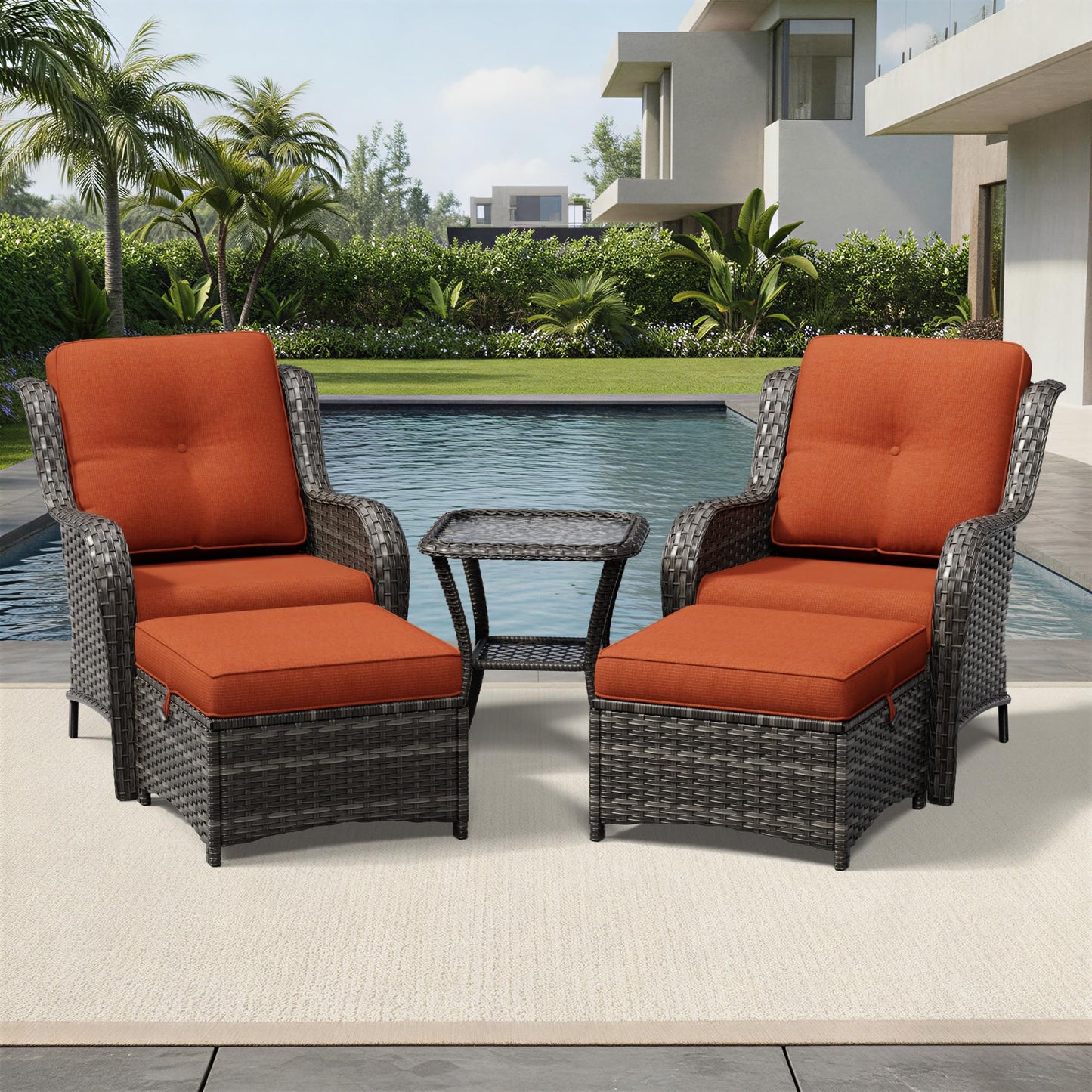 Joyside Patio Chairs Set of 2, Wicker Patio Furniture with High Back, Deep Seating, Wide Armrest, Thickened Cushions, Outdoor Rattan Furniture for Deck, Porch Use