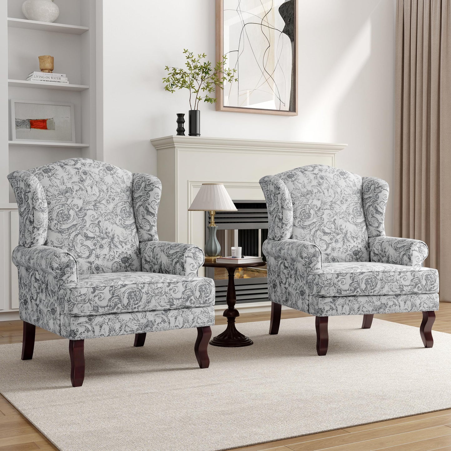 High Back Accent Chair, Comfy Upholstered Fabric Armchair for Living Room, Mid Century Modern Club Accent Chair with Curved Armrests and Solid Legs, Single Sofa Reading Chair for Bedroom, Cranberry