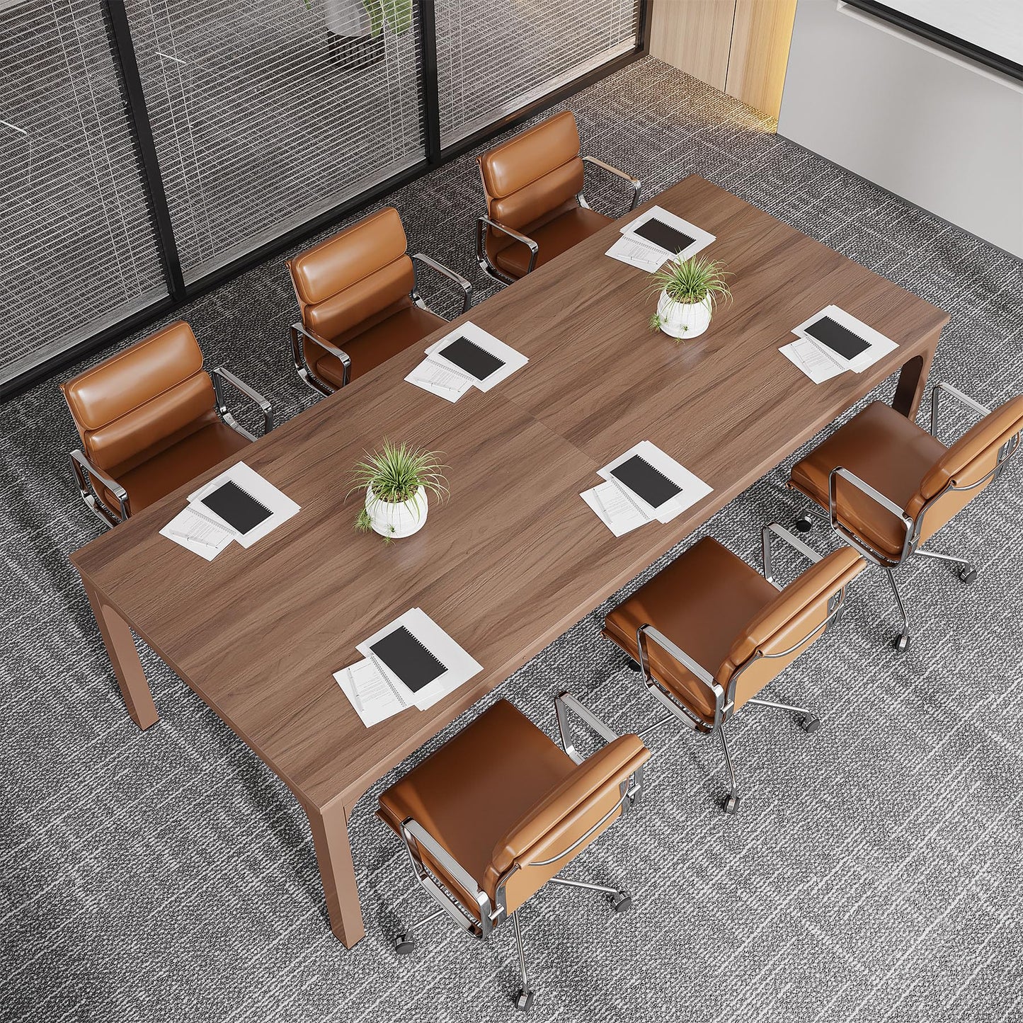 Tribesigns 6.5 FT Conference Room Table, 78.74" W x 27.56" D Large Office Conference Table, Modern Seminar Meeting Table Desk for Boardroom, Meeting Room (1, Rustic Brown)