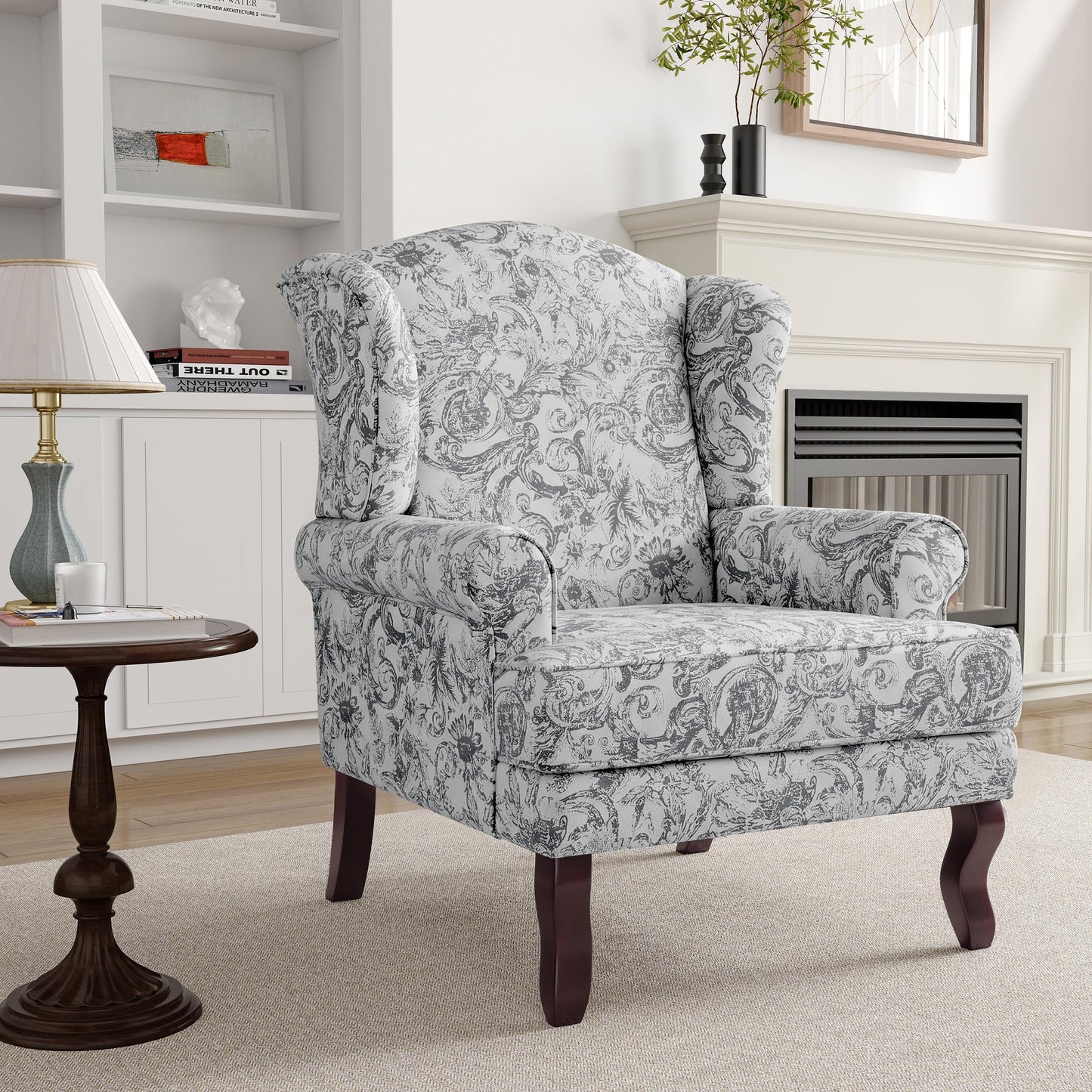 High Back Accent Chair, Comfy Upholstered Fabric Armchair for Living Room, Mid Century Modern Club Accent Chair with Curved Armrests and Solid Legs, Single Sofa Reading Chair for Bedroom, Cranberry