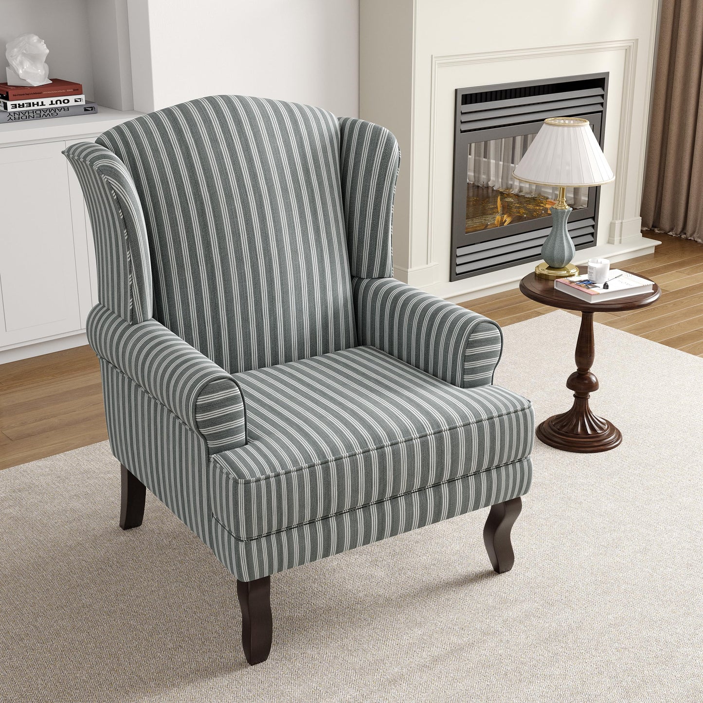 High Back Accent Chair, Comfy Upholstered Fabric Armchair for Living Room, Mid Century Modern Club Accent Chair with Curved Armrests and Solid Legs, Single Sofa Reading Chair for Bedroom, Cranberry
