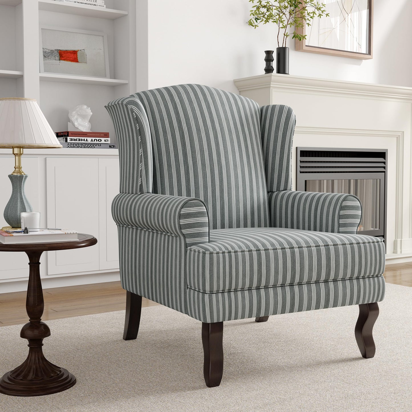 High Back Accent Chair, Comfy Upholstered Fabric Armchair for Living Room, Mid Century Modern Club Accent Chair with Curved Armrests and Solid Legs, Single Sofa Reading Chair for Bedroom, Cranberry