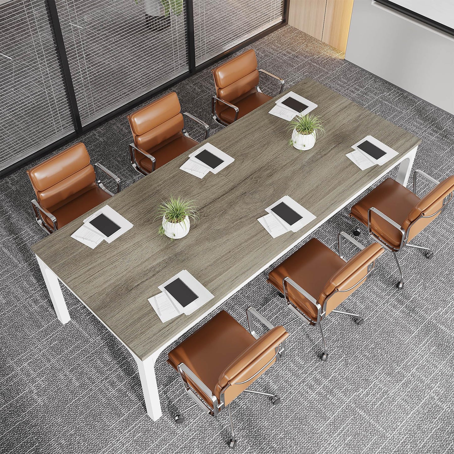 Tribesigns 6.5 FT Conference Room Table, 78.74" W x 27.56" D Large Office Conference Table, Modern Seminar Meeting Table Desk for Boardroom, Meeting Room (1, Rustic Brown)