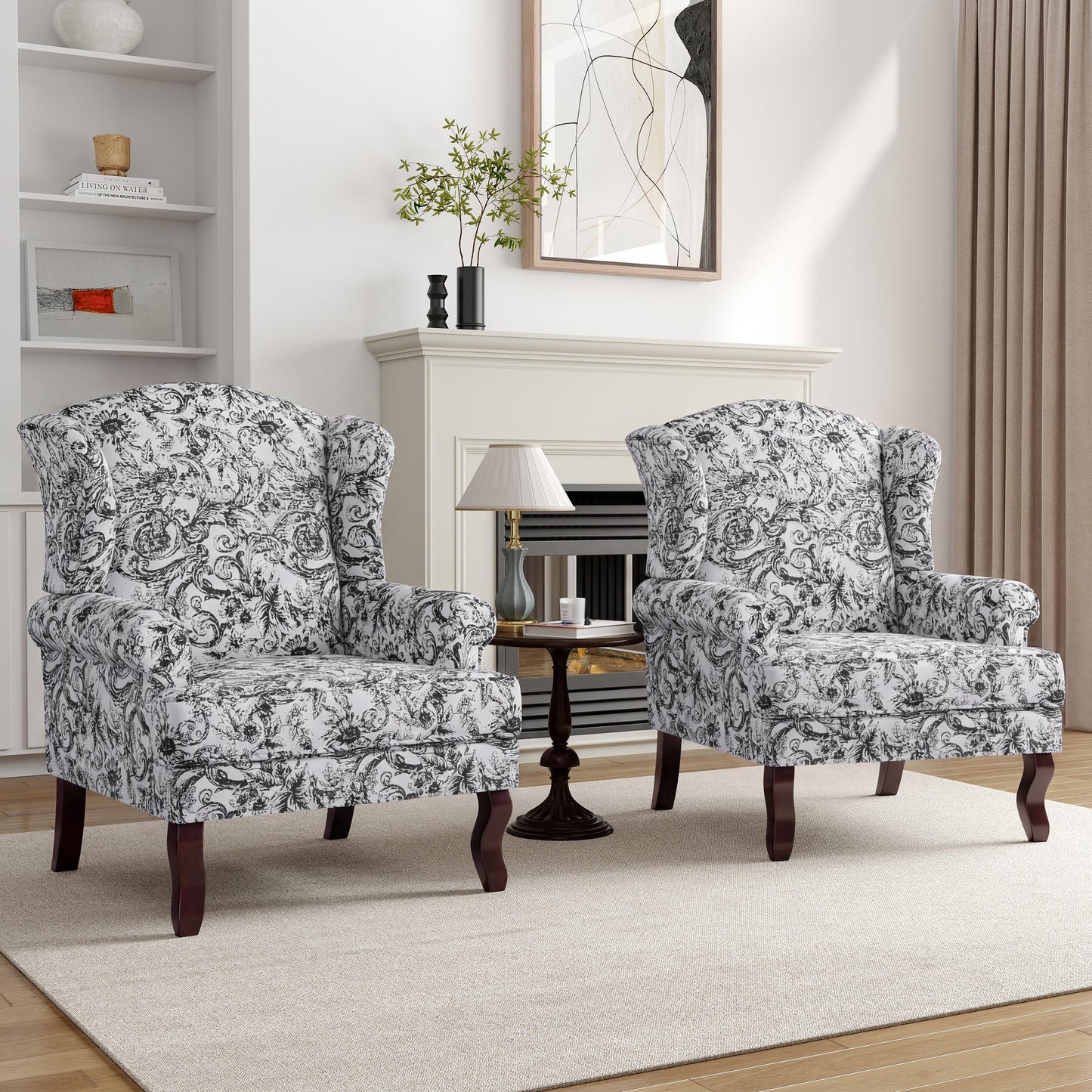 High Back Accent Chair, Comfy Upholstered Fabric Armchair for Living Room, Mid Century Modern Club Accent Chair with Curved Armrests and Solid Legs, Single Sofa Reading Chair for Bedroom, Cranberry