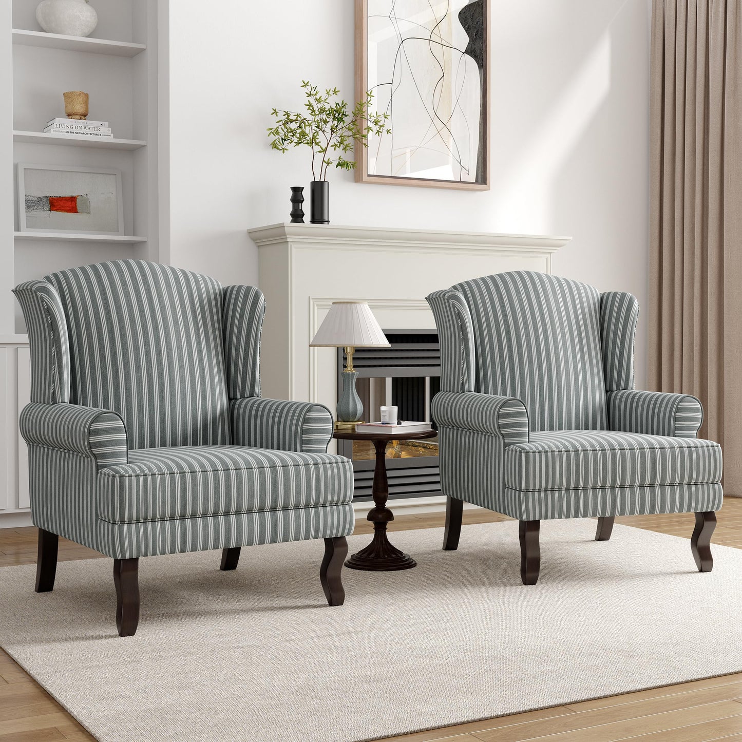High Back Accent Chair, Comfy Upholstered Fabric Armchair for Living Room, Mid Century Modern Club Accent Chair with Curved Armrests and Solid Legs, Single Sofa Reading Chair for Bedroom, Cranberry