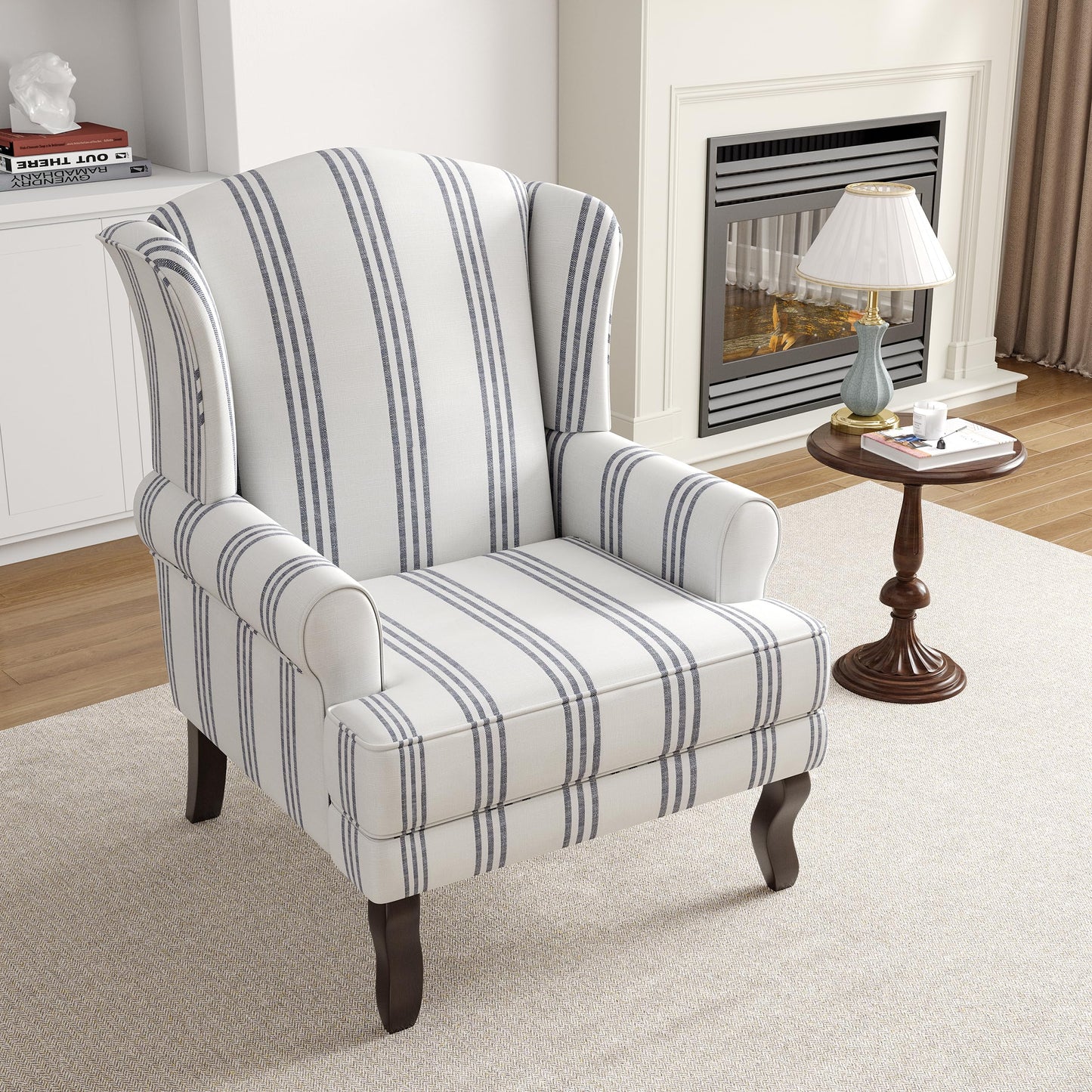 High Back Accent Chair, Comfy Upholstered Fabric Armchair for Living Room, Mid Century Modern Club Accent Chair with Curved Armrests and Solid Legs, Single Sofa Reading Chair for Bedroom, Cranberry