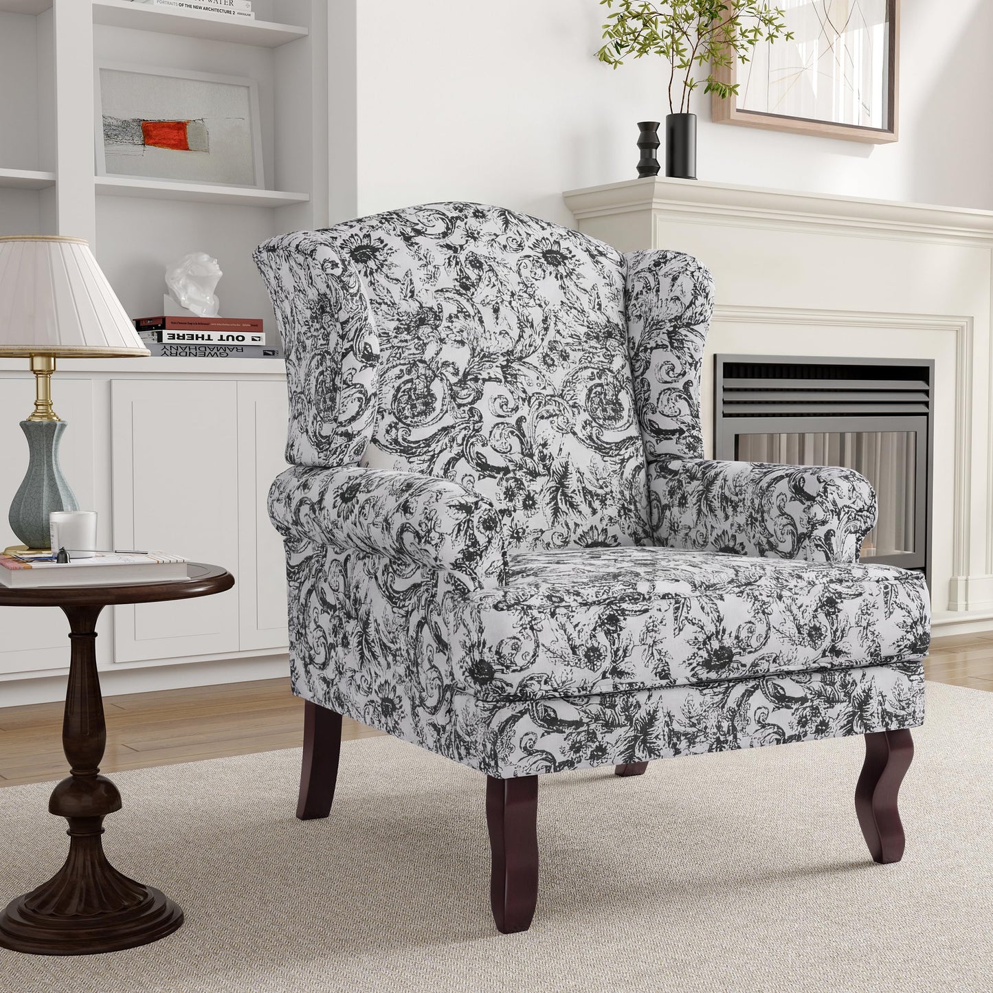 High Back Accent Chair, Comfy Upholstered Fabric Armchair for Living Room, Mid Century Modern Club Accent Chair with Curved Armrests and Solid Legs, Single Sofa Reading Chair for Bedroom, Cranberry