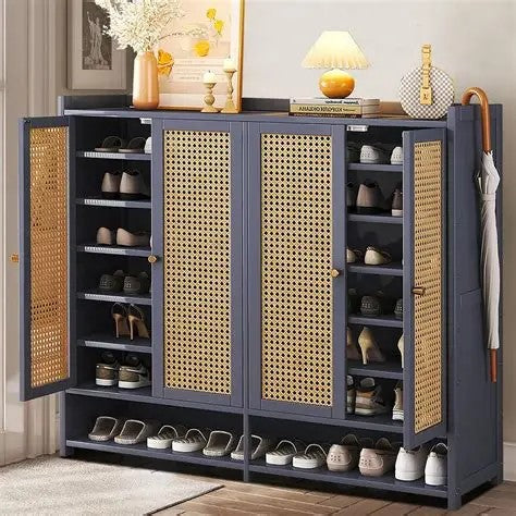7-Tier Bamboo Shoe Cabinet with Doors, Freestanding Shoe Storage Organizer for 36-40 Pairs, Entryway Hallway Living Room