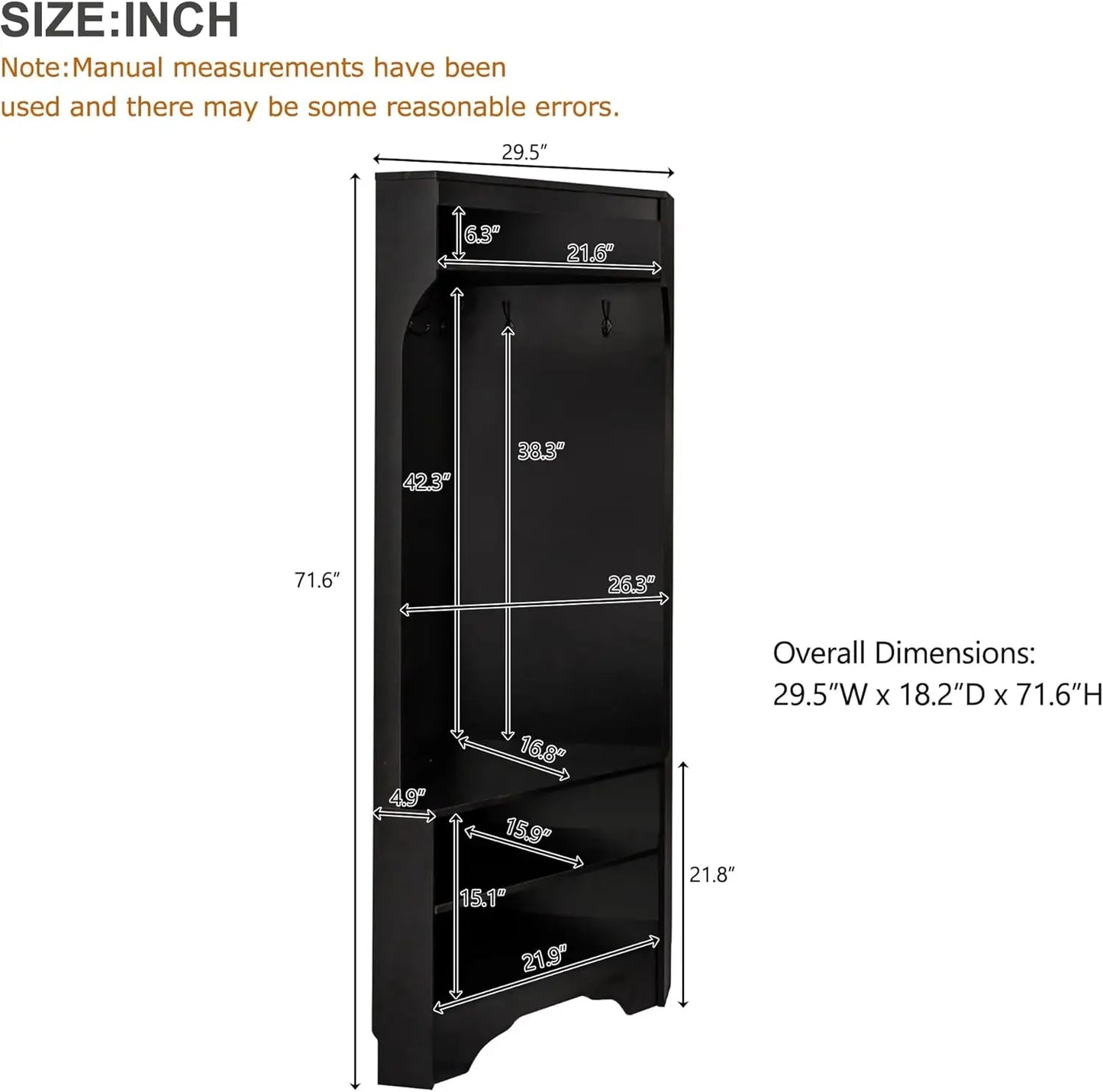 Corner Hall Tree with Bench and Shoe Storage, Modern Entryway Bench with Coat Rack and Adjustable Shelf for Hallway, Living Room